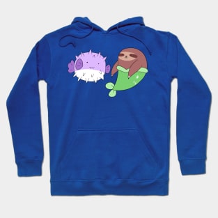 Puffer Fish and Mermaid Sloth Hoodie